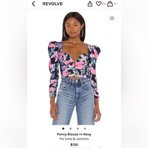 For Love and Lemons Penny Blouse in Navy